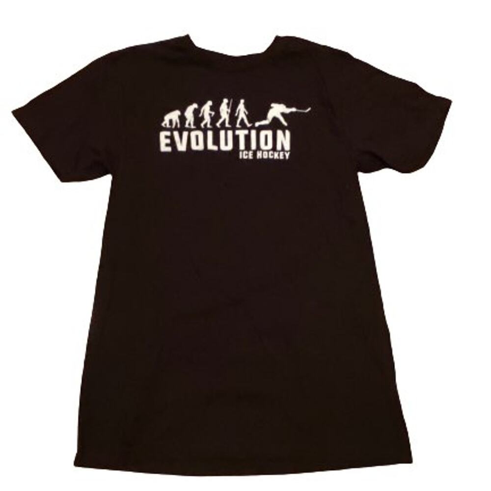 Guerrilla Evolution Ice Hockey T-Shirt Men's M Black Graphic Funny Ape To Man